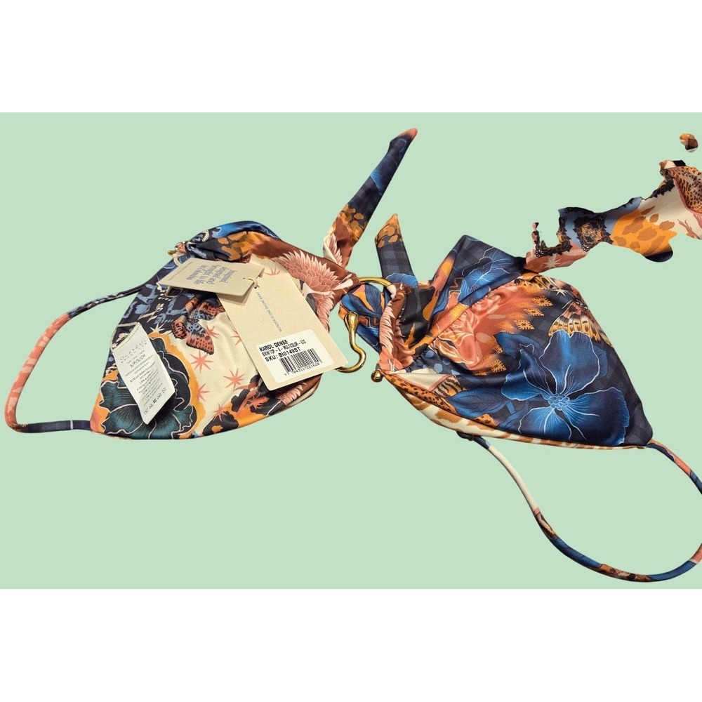 NWT Ola Azul Bikini Swimsuit Small Karol Top Alana Bottom Multicolor Eco Print - Picture 4 of 9